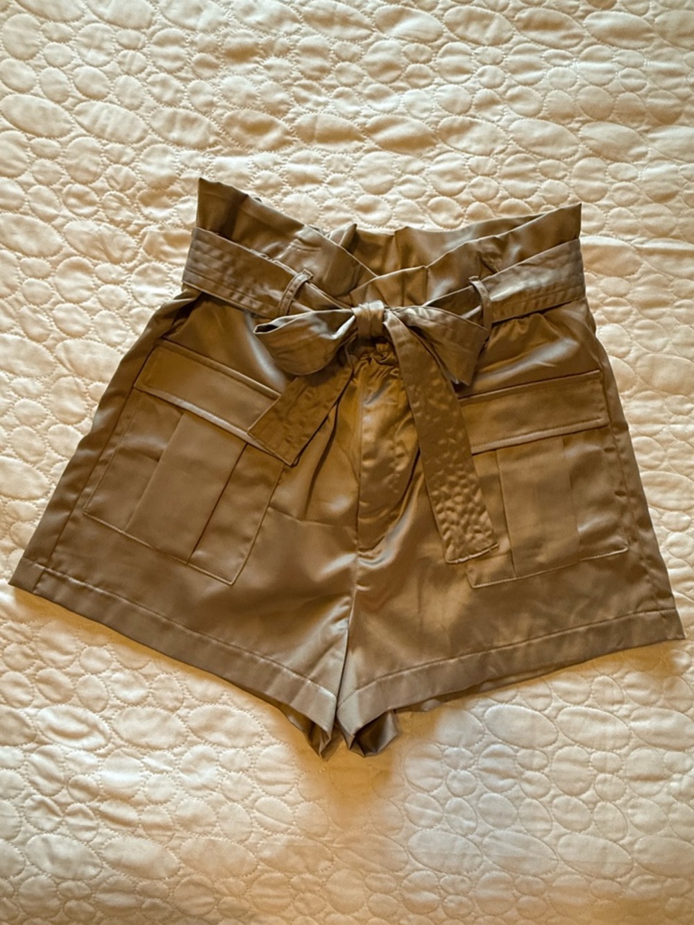 High waist satin shorts